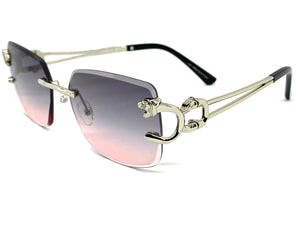 Men's Classy Elegant Luxury Modern Retro Style SUNGLASSES Rimless Silver Frame 27615