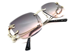 Men's Classy Elegant Luxury Modern Retro Style SUNGLASSES Rimless Silver Frame 27615