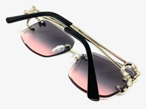 Men's Classy Elegant Luxury Modern Retro Style SUNGLASSES Rimless Silver Frame 27615