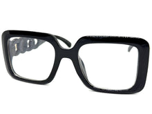 Exaggerated Vintage Retro Style Clear Lens EYEGLASSES Large Square Black Frame E2151