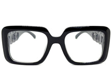 Exaggerated Vintage Retro Style Clear Lens EYEGLASSES Large Square Black Frame E2151