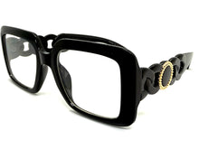 Exaggerated Vintage Retro Style Clear Lens EYEGLASSES Large Square Black Frame E2151