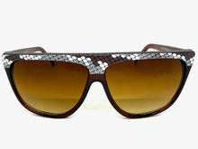 Oversized Classic Vintage Retro Style SUNGLASSES Large Brown Snakeskin Frame 1100