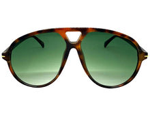 Oversized Vintage Retro Style SUNGLASSES Large Tortoise Frame - Green Lens 81022