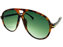 Oversized Vintage Retro Style SUNGLASSES Large Tortoise Frame - Green Lens 81022
