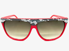 Oversized Classic Vintage Retro Style SUNGLASSES Large Red Snakeskin Frame 1100
