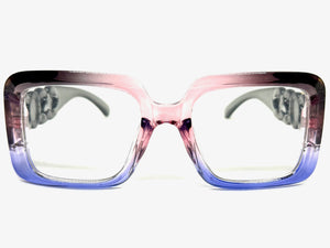 Exaggerated Vintage Retro Style Clear Lens EYEGLASSES Large Square Multicolor Frame E2151