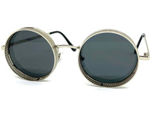 Classic Vintage Retro Cyber Steampunk Style SUNGLASSES Round Silver Frame 5240