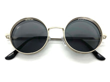 Classic Vintage Retro Cyber Steampunk Style SUNGLASSES Round Silver Frame 5240