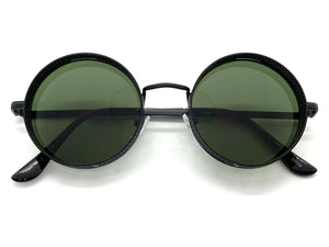 Classic Vintage Retro Cyber Steampunk Style SUNGLASSES Round Black Frame 5240