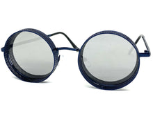 Classic Vintage Retro Cyber Steampunk Style SUNGLASSES Round Blue Frame 5240