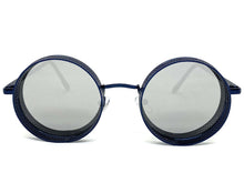 Classic Vintage Retro Cyber Steampunk Style SUNGLASSES Round Blue Frame 5240