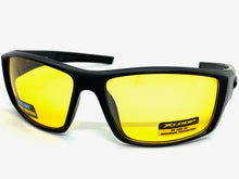 Sporty Wrap Around Blue Light Night Driving HD Lens SUNGLASSES Black Frame 3508