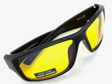 Sporty Wrap Around Blue Light Night Driving HD Lens SUNGLASSES Black Frame 3508