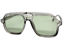 Oversized Vintage Retro Style SUNGLASSES Large Gray Frame - Pastel Teal Lens 81005
