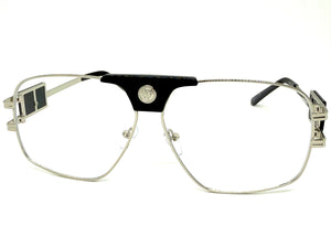 Classic Retro Luxury Designer Hip Hop Style Clear Lens EYEGLASSES Large Silver Frame 8372