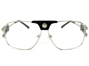 Classic Retro Luxury Designer Hip Hop Style Clear Lens EYEGLASSES Large Silver Frame 8372
