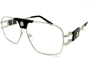 Classic Retro Luxury Designer Hip Hop Style Clear Lens EYEGLASSES Large Silver Frame 8372