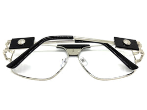 Classic Retro Luxury Designer Hip Hop Style Clear Lens EYEGLASSES Large Silver Frame 8372