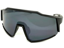 Oversized Sporty Wrap Around Shield SUNGLASSES Large Black Frame Dark Lens E2095