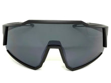Oversized Sporty Wrap Around Shield SUNGLASSES Large Black Frame Dark Lens E2095