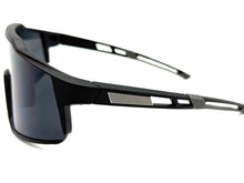 Oversized Sporty Wrap Around Shield SUNGLASSES Large Black Frame Dark Lens E2095