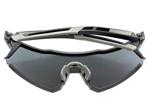 Oversized Sporty Wrap Around Shield SUNGLASSES Large Black Frame Dark Lens E2095