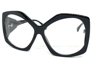 Oversized Exaggerated Retro Style Clear Lens EYEGLASSES Large Black Optical Frame - RX Capable 81161