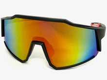 Oversized Sporty Wrap Around Shield SUNGLASSES Large Black Frame Gold Lens E2095