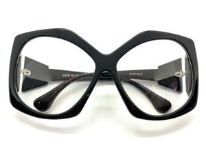 Oversized Exaggerated Retro Style Clear Lens EYEGLASSES Large Black Optical Frame - RX Capable 81161