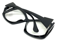 Oversized Exaggerated Retro Style Clear Lens EYEGLASSES Large Black Optical Frame - RX Capable 81161