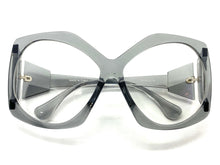 Oversized Exaggerated Retro Style Clear Lens EYEGLASSES Large Gray Optical Frame - RX Capable 81161