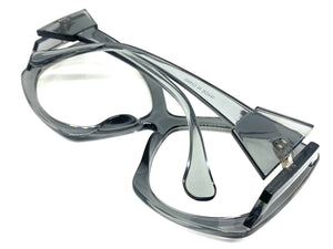 Oversized Exaggerated Retro Style Clear Lens EYEGLASSES Large Gray Optical Frame - RX Capable 81161