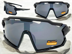 Oversized Retro Sporty Wrap Around Style SUNGLASSES Large Black Frame 3693