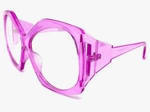 Oversized Exaggerated Retro Style Clear Lens EYEGLASSES Large Fuchsia Optical Frame - RX Capable 81161