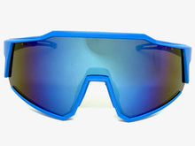 Oversized Sporty Wrap Around Shield SUNGLASSES Large Blue Frame & Lens E2095