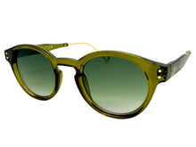 Classic Elegant Vintage Retro Style SUNGLASSES Round Olive Green Frame - Green Lens 81012