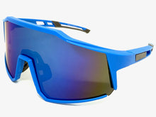 Oversized Sporty Wrap Around Shield SUNGLASSES Large Blue Frame & Lens E2095