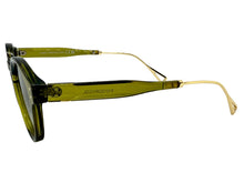 Classic Elegant Vintage Retro Style SUNGLASSES Round Olive Green Frame - Green Lens 81012