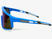 Oversized Sporty Wrap Around Shield SUNGLASSES Large Blue Frame & Lens E2095