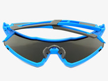 Oversized Sporty Wrap Around Shield SUNGLASSES Large Blue Frame & Lens E2095