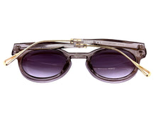 Classic Elegant Vintage Retro Style SUNGLASSES Round Gray Frame - Light Gray Lens 81012