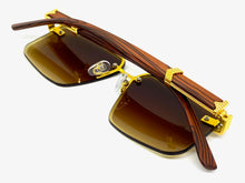 Men's Classy Elegant Luxury Designer Hip Hop Style SUNGLASSES Gold & Wooden Frame WD769