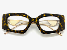 Classy Modern Retro Cat Eye Style Clear Lens EYEGLASSES Tortoise & Gold Optical Frame - RX Capable 96515