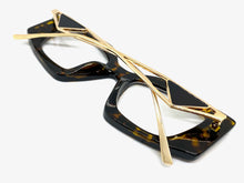 Classy Modern Retro Cat Eye Style Clear Lens EYEGLASSES Tortoise & Gold Optical Frame - RX Capable 96515