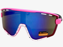 Oversized Retro Sporty Wrap Around Style SUNGLASSES Large Pink & White Frame 3694