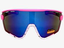 Oversized Retro Sporty Wrap Around Style SUNGLASSES Large Pink & White Frame 3694