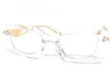 Classy Modern Retro Cat Eye Style Clear Lens EYEGLASSES Transparent & Gold Optical Frame - RX Capable 96515