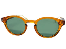 Classic Elegant Vintage Retro Style SUNGLASSES Round Orange Frame - Green Lens 81012