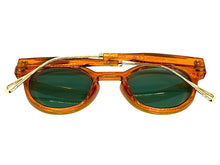 Classic Elegant Vintage Retro Style SUNGLASSES Round Orange Frame - Green Lens 81012
